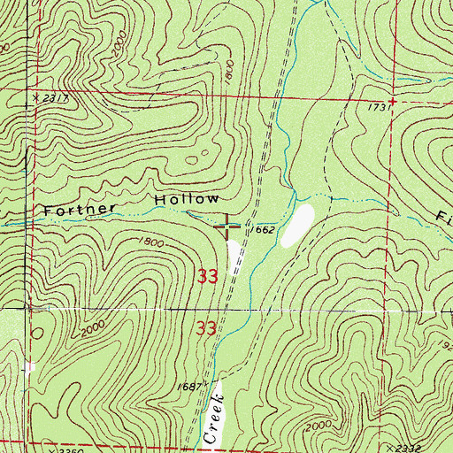 Topographic Map of Fortner Hollow, AR