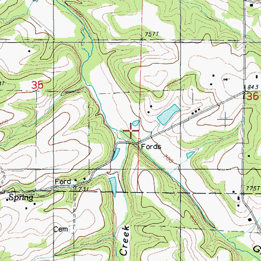 Topographic Map of Dake Creek, MO