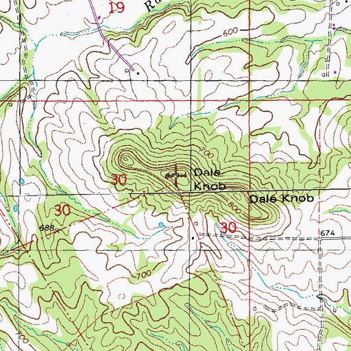 Topographic Map of Dale Knob, MO