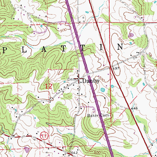 Topographic Map of Danby, MO