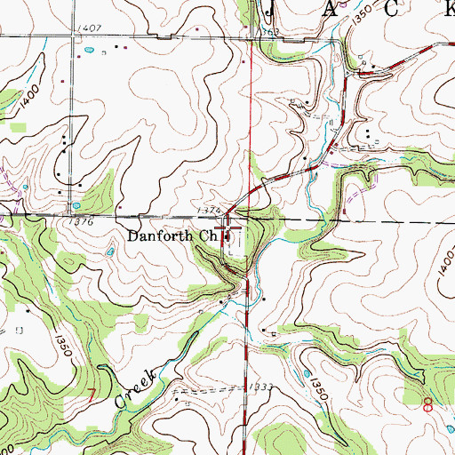 Topographic Map of Danforth Church, MO