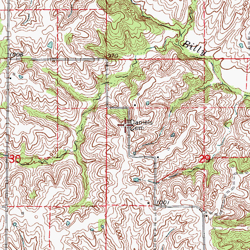 Topographic Map of Daniels Cemetery, MO