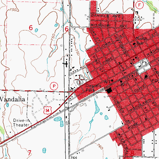 Topographic Map of Daniels Park, MO