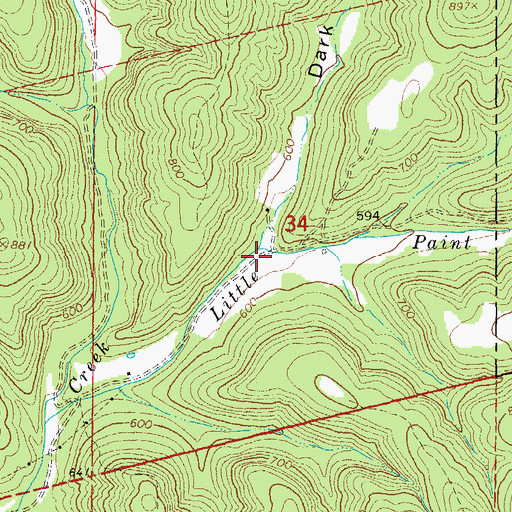 Topographic Map of Dark Hollow, MO