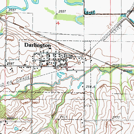 Topographic Map of Darlington, MO