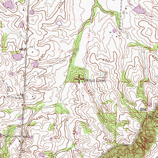 Topographic Map of Darus Cemetery, MO