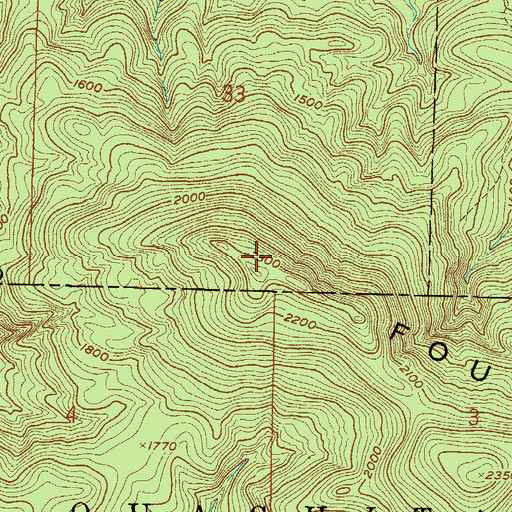 Topographic Map of Fourche Mountain, AR