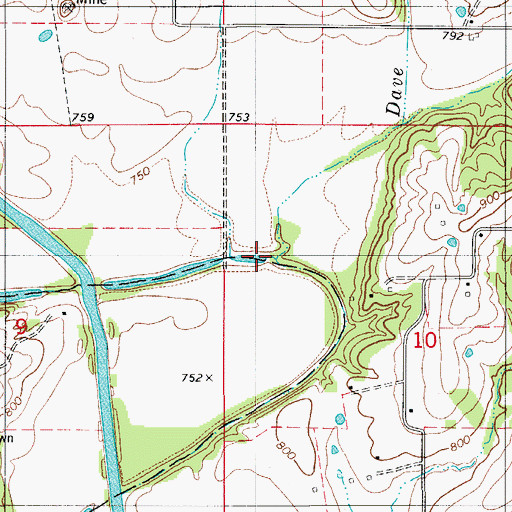 Topographic Map of Dave Branch, MO