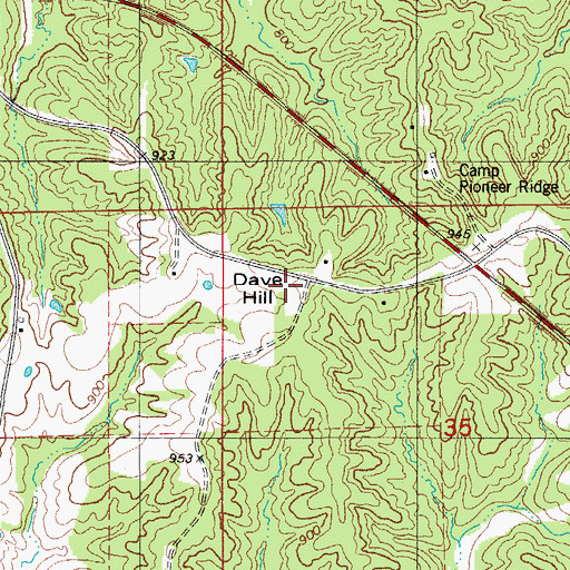 Topographic Map of Dave Hill, MO