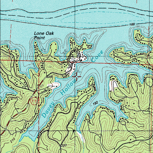 Topographic Map of Davey Hollow Cove, MO