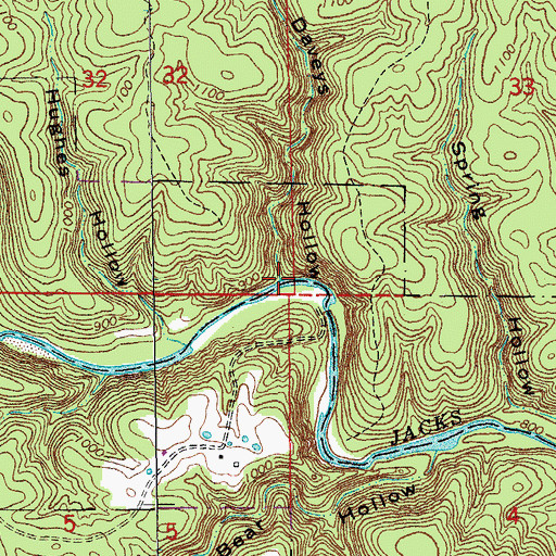 Topographic Map of Daveys Hollow, MO