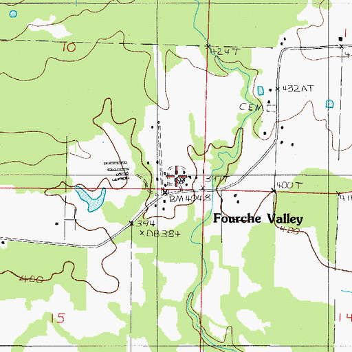 Topographic Map of Fourche Valley School, AR
