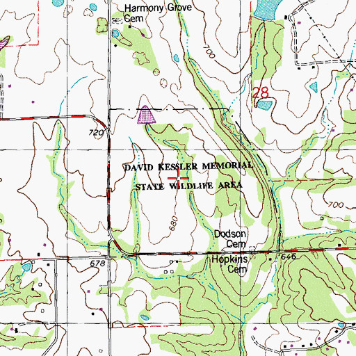 Topographic Map of David Kessler Memorial State Wildlife Area, MO
