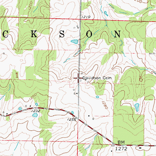 Topographic Map of Davidson Cemetery, MO