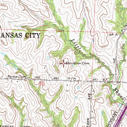 Topographic Map of Davidson Cemetery, MO