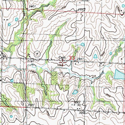 Topographic Map of Davidson Cemetery, MO