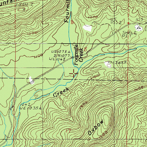 Topographic Map of Fourmile Creek, AR