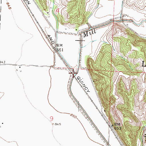 Topographic Map of Davis Branch, MO