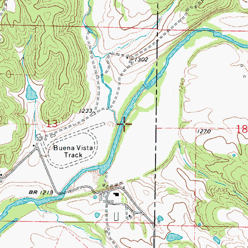 Topographic Map of Davis Creek, MO