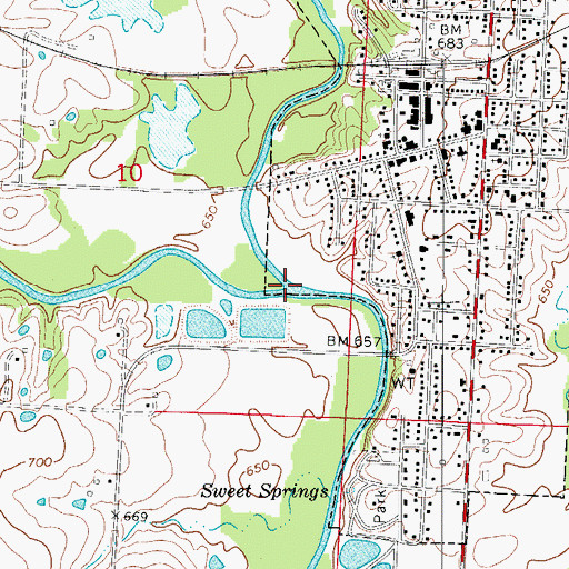 Topographic Map of Davis Creek, MO