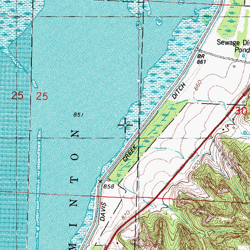 Topographic Map of Davis Creek, MO