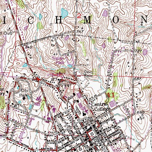 Topographic Map of Davis Field, MO