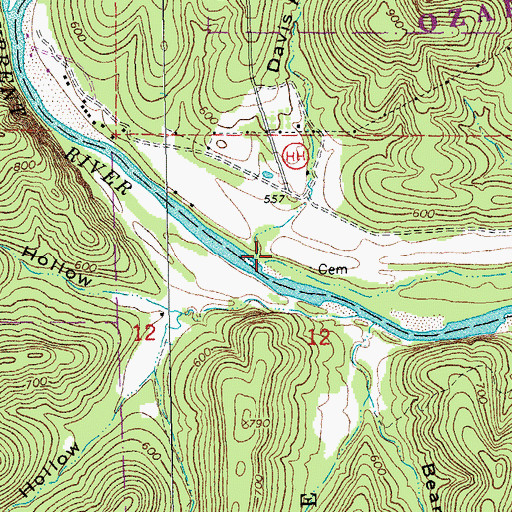Topographic Map of Davis Hollow, MO
