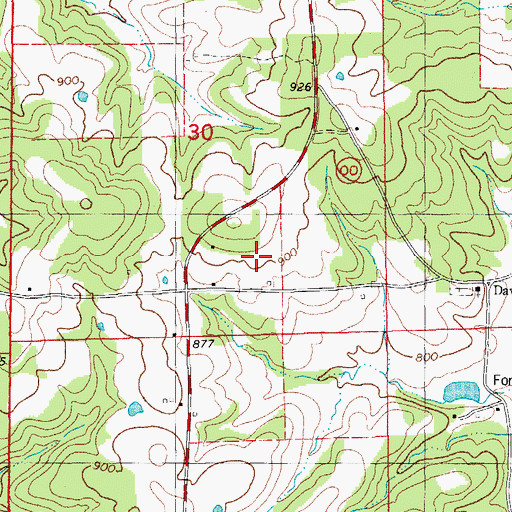 Topographic Map of Davis School, MO