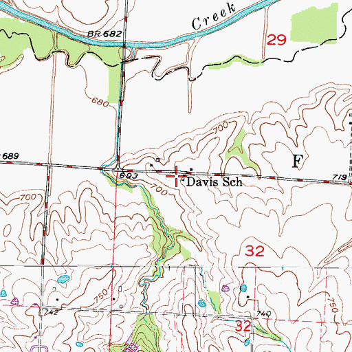 Topographic Map of Davis School (historical), MO
