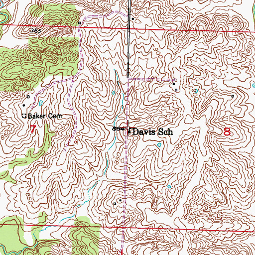 Topographic Map of Davis School, MO