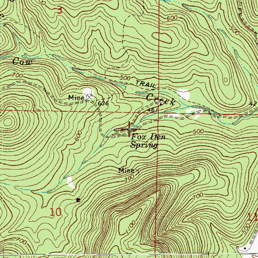 Topographic Map of Fox Den Spring, AR