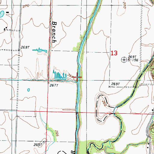 Topographic Map of Dawson Branch, MO