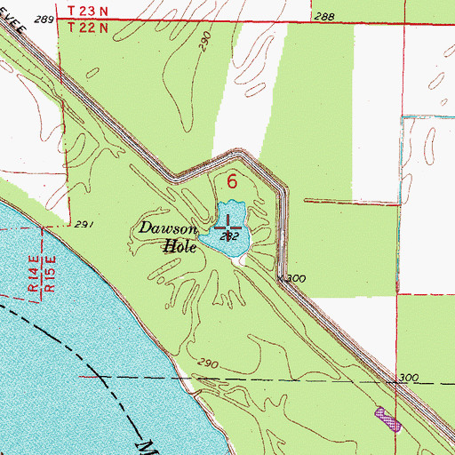 Topographic Map of Dawson Hole, MO