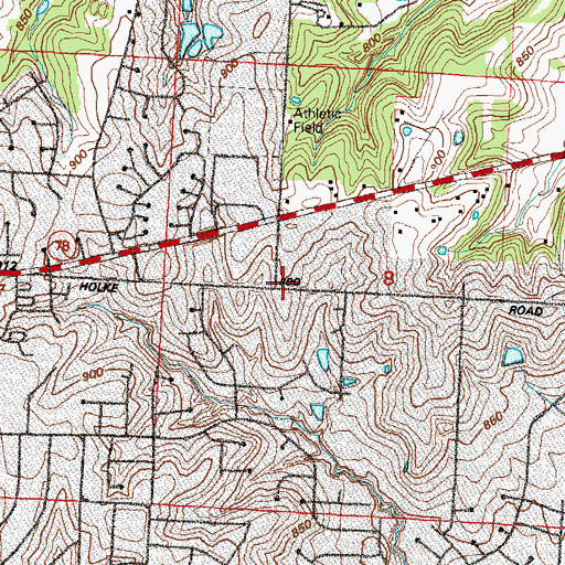 Topographic Map of De Kalb School, MO