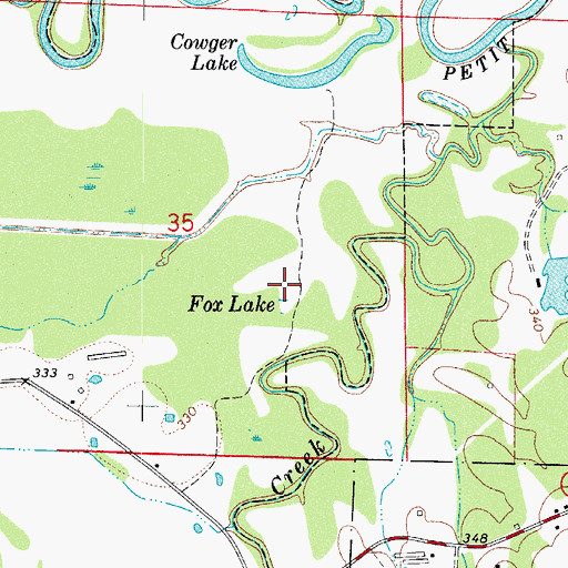 Topographic Map of Fox Lake, AR