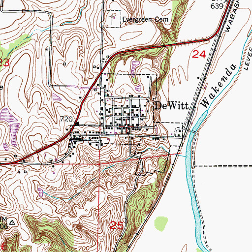 Topographic Map of De Witt, MO