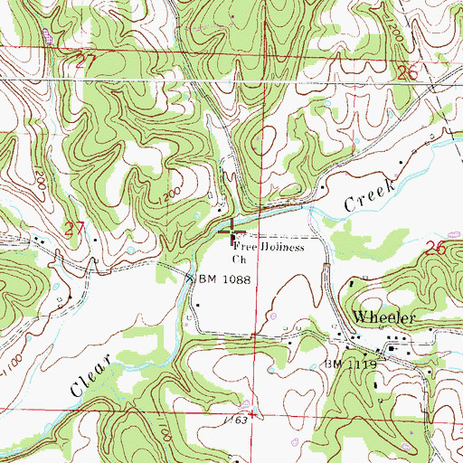 Topographic Map of Free Holiness Church, AR