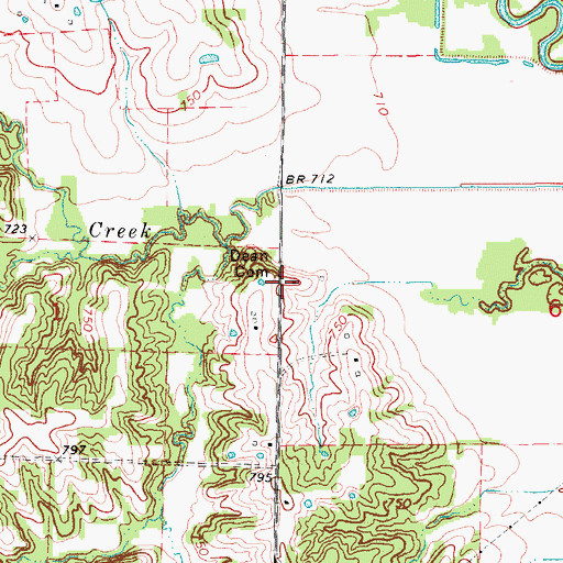 Topographic Map of Dean Cemetery, MO
