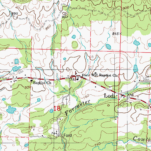 Topographic Map of Free Will Baptist Church, AR