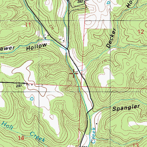Topographic Map of Decker Hollow, MO