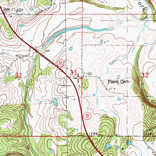 Topographic Map of Deep Ford School, MO