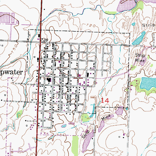 Topographic Map of Deepwater, MO