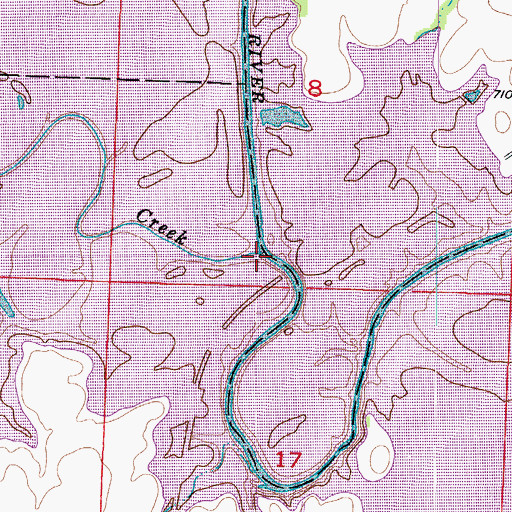 Topographic Map of Deepwater Creek, MO