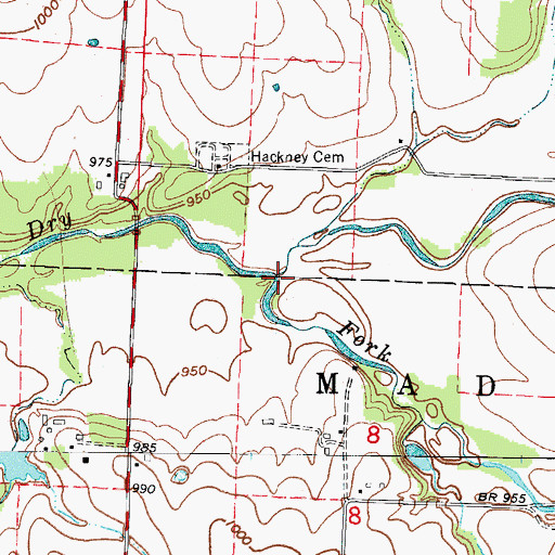 Topographic Map of Deer Creek, MO