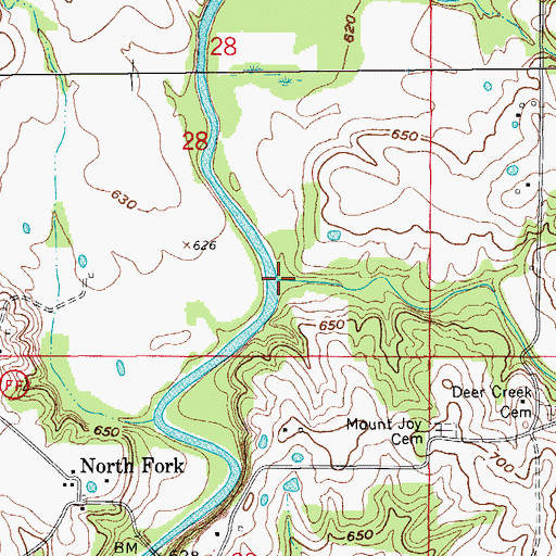 Topographic Map of Deer Creek, MO