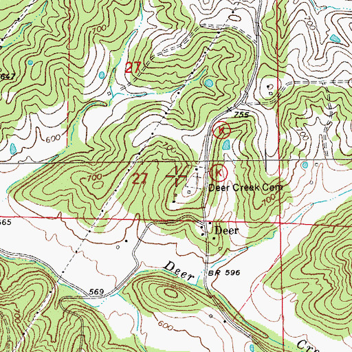 Topographic Map of Deer Creek Cemetery, MO