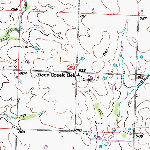 Topographic Map of Deer Creek School (historical), MO