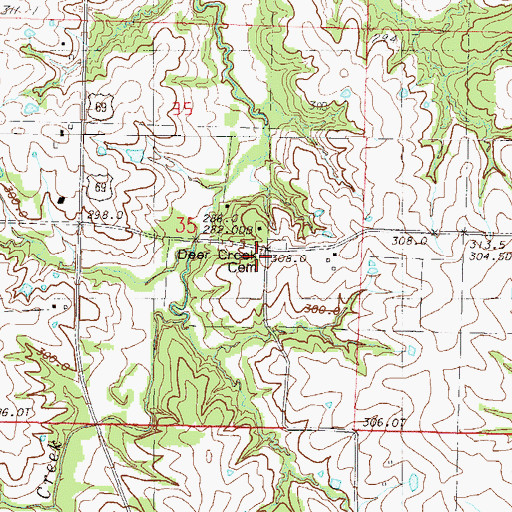 Topographic Map of Deer Creek Union Church (historical), MO