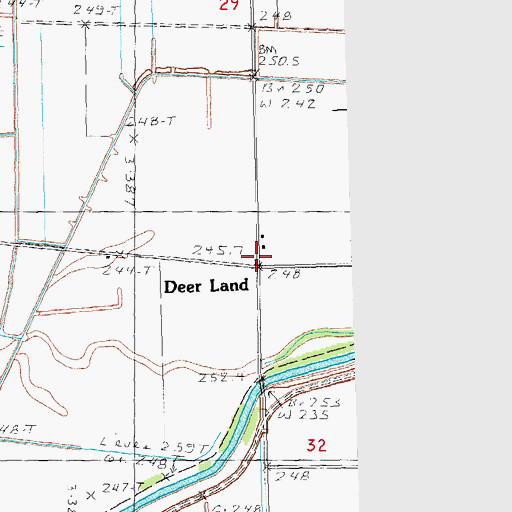 Topographic Map of Deer Land, MO