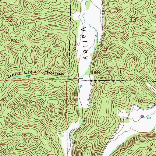 Topographic Map of Deer Lick Hollow, MO